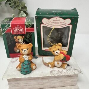 2 Hallmark Christmas Ornaments Cinnamon Bear Keepsake  # 8 & Collectors Series
